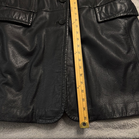 Jacqueline Ferrar Womens Black Genuine Leather Blazer Jacket Size L Size Large - Picture 8 of 13